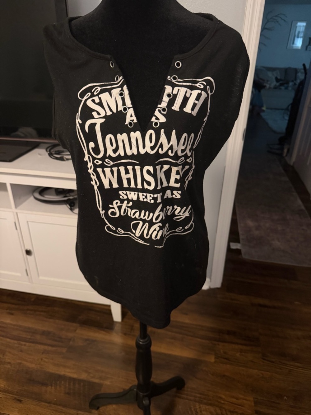 SHEIN Black Tank Top with White Tennessee Whiskey Graphic